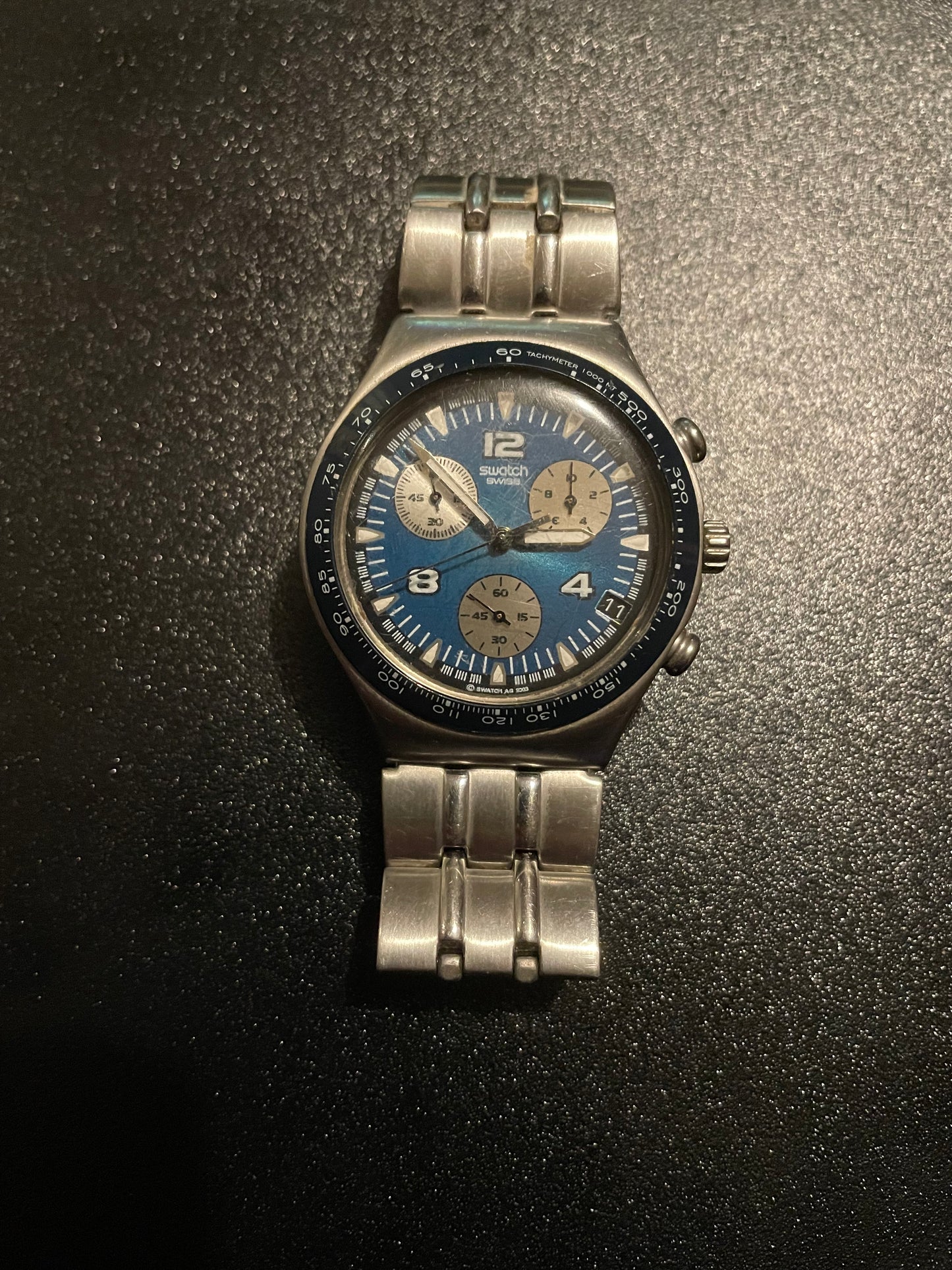 Swatch Chronograph Tachymeter Blue Swiss Made Watch