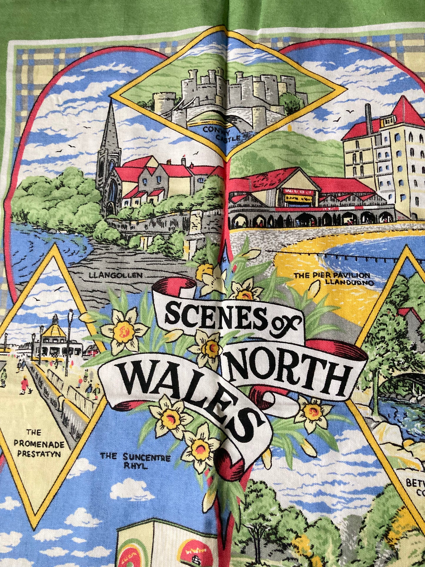 Vintage SOUVENIR Cotton Kitchen TEA TOWEL from NORTH WALES UK