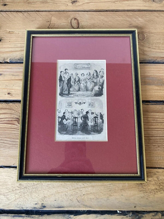 George Cruikshank Engravings Pair Before Dinner & After Framed