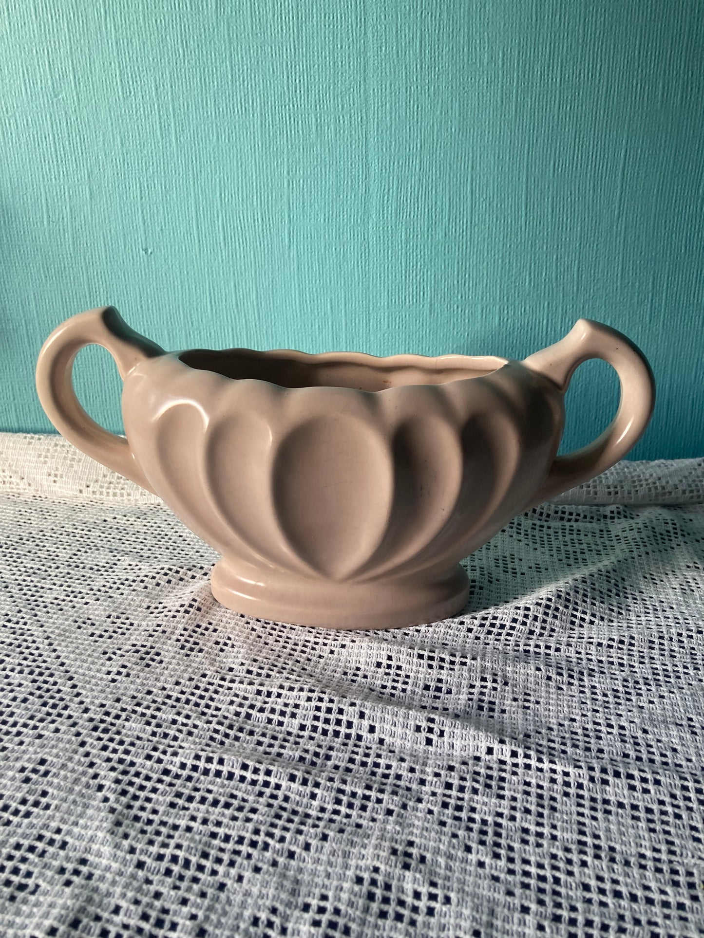 Vintage Dee Cee Mantle Vase Oyster Pink Stoneware