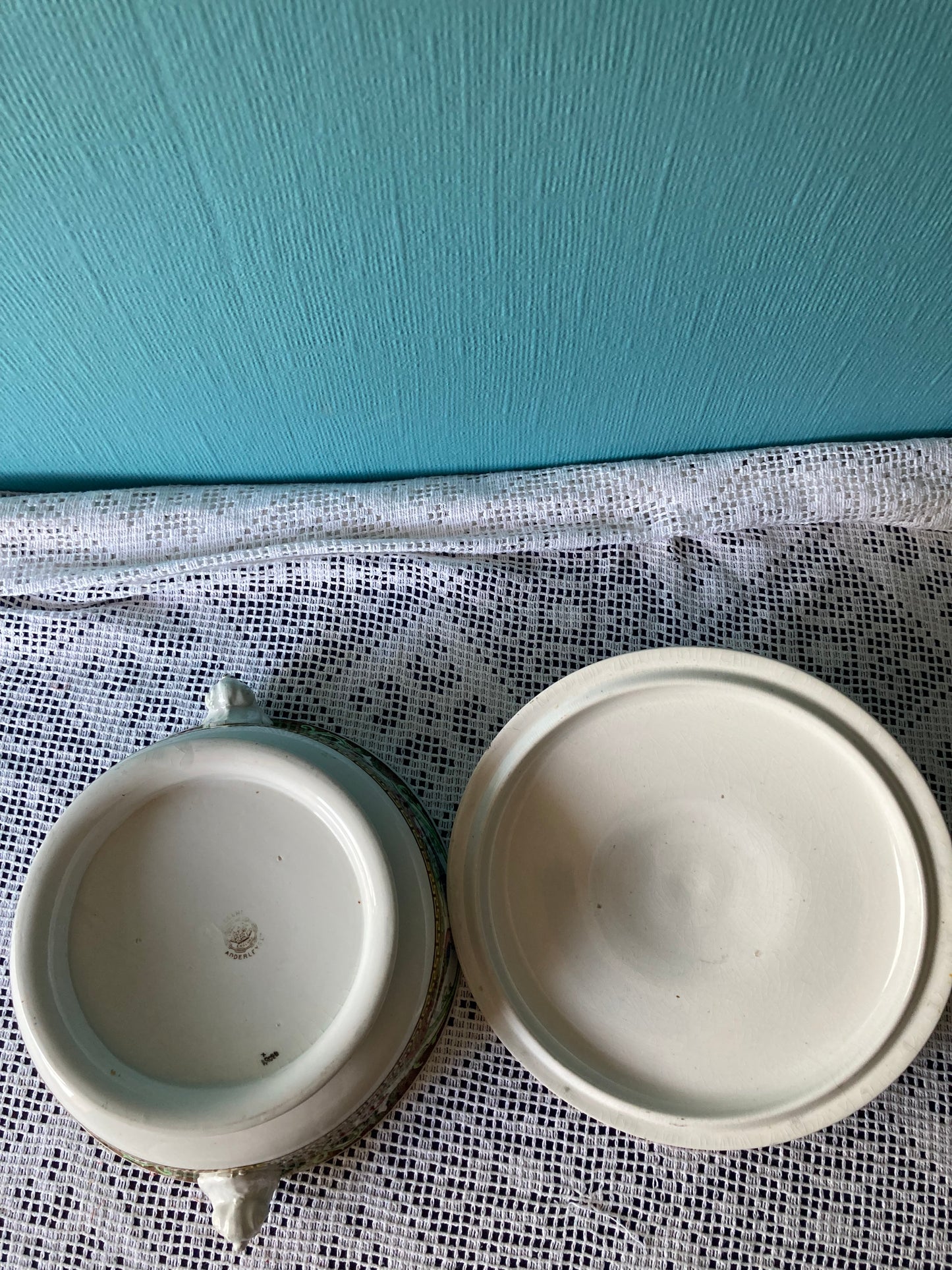 1920s Adderley Ltd Bone China Lidded Vegetable Bowl, Bird Motif with Gold Rim