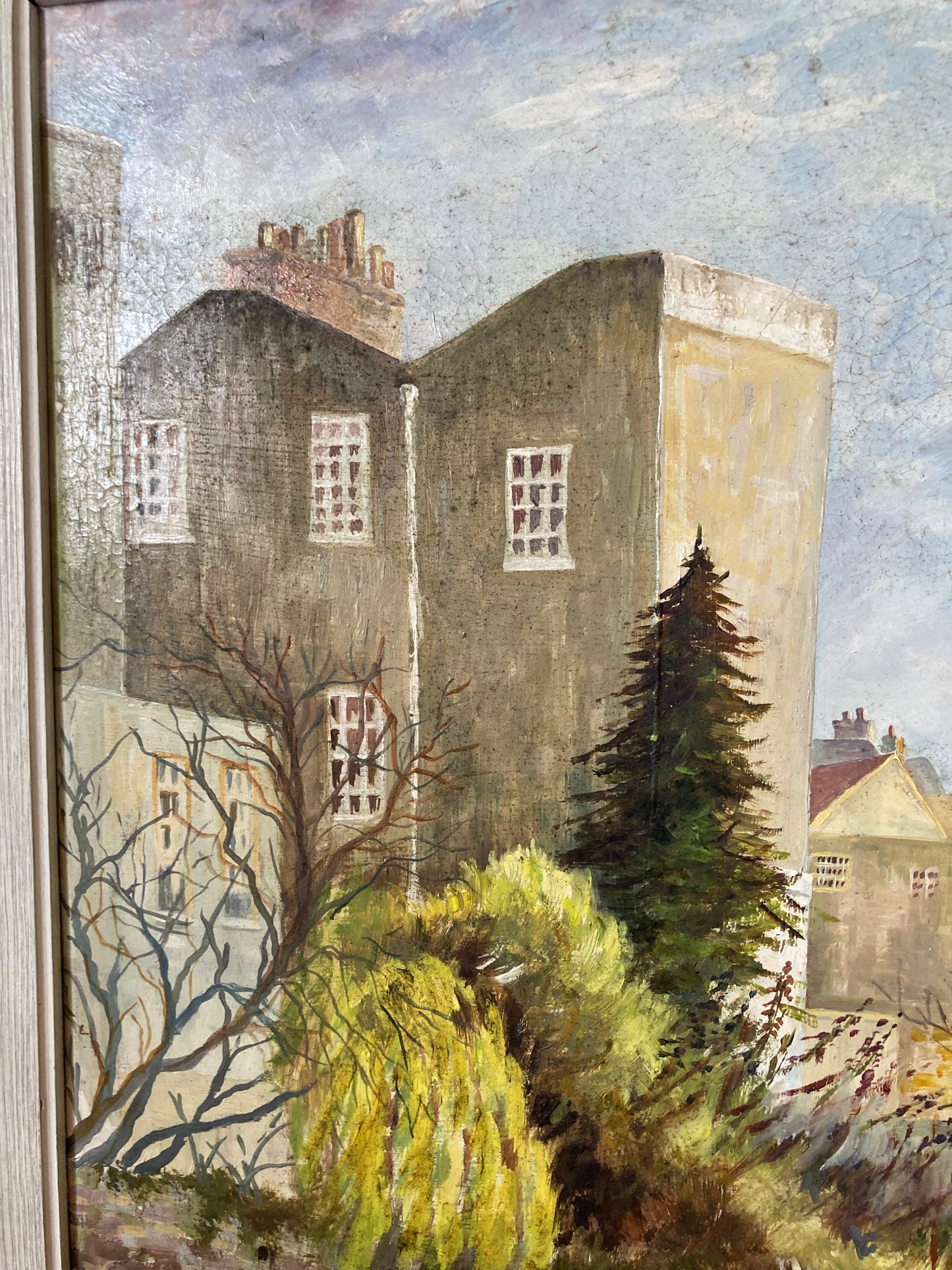 Original Oil Painting On Board Canal Bridge Landscape Framed