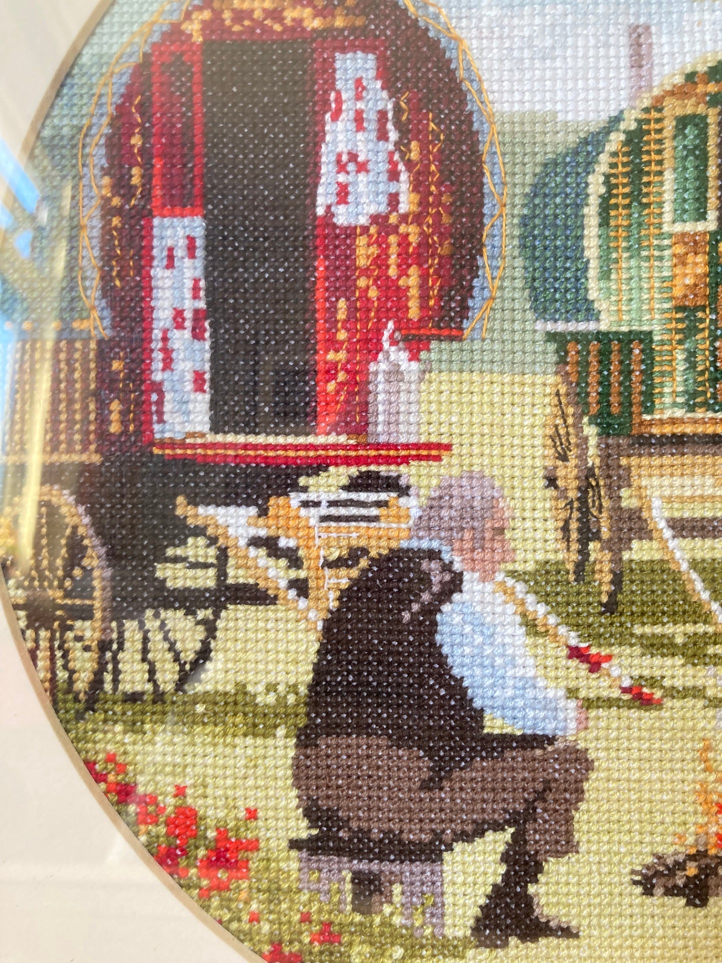 John Clayton Gypsy Caravan Cross Stitch Framed Needlework Picture