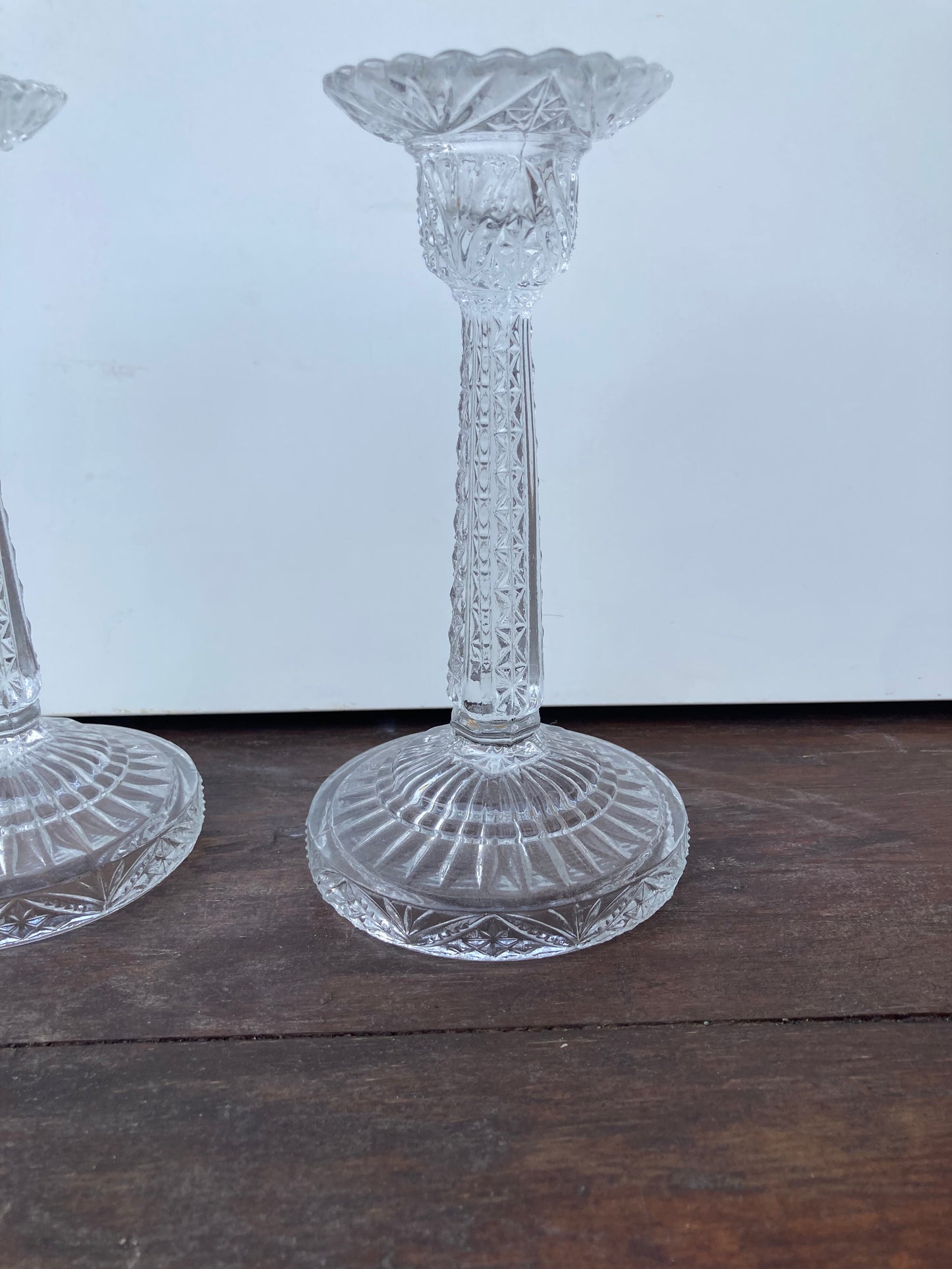 Elegant Vintage Bayel Louis XV Candlestick Clear Pressed Glass