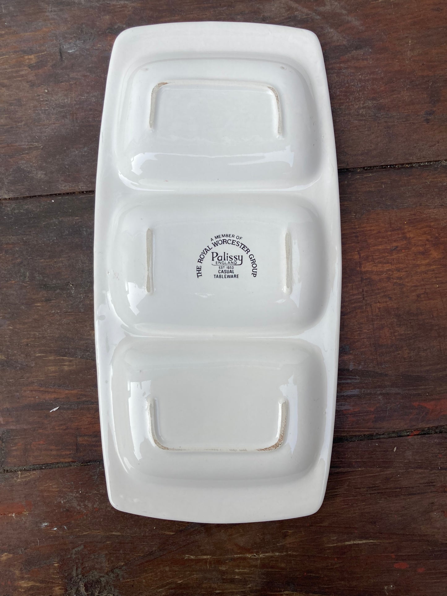 Palissy Royal Worcester Pottery Blue Floral 3 Section Tray