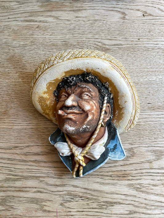 Bossons Head Pancho Chalkware Wall Hanging  1960s Made in England