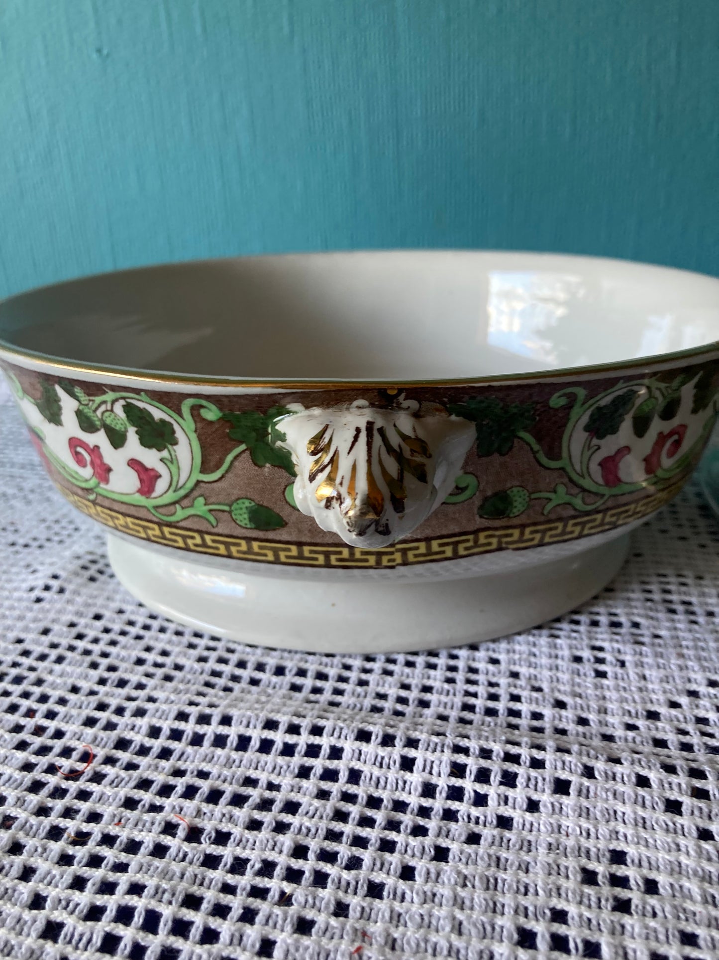 1920s Adderley Ltd Bone China Lidded Vegetable Bowl, Bird Motif with Gold Rim