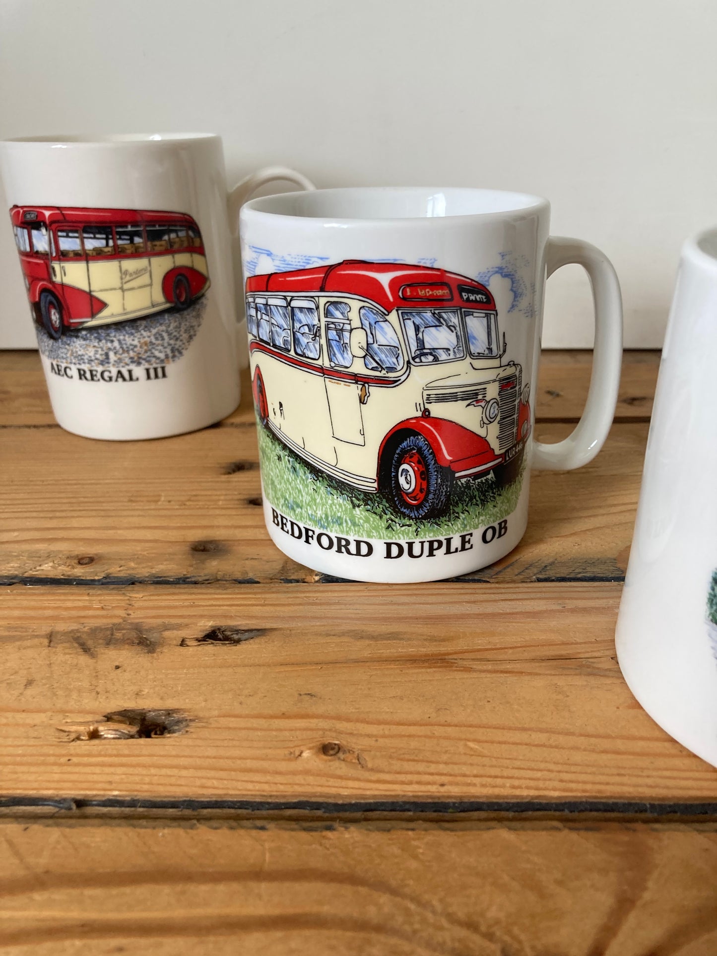 Vintage Bus Enthusiast Mugs Set 5 Transport Vehicle Coffee Cups