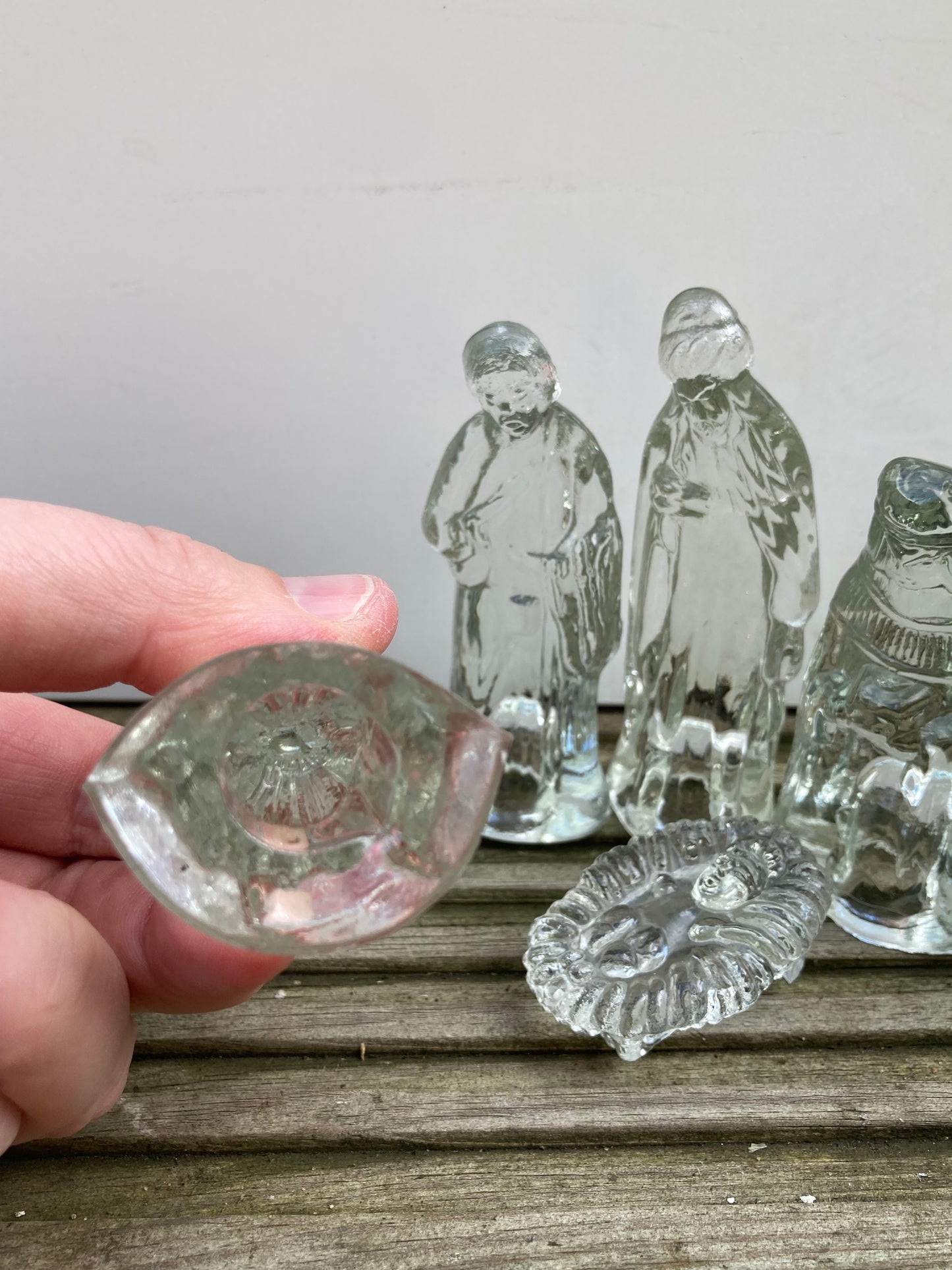 Glass Nativity Scene Mary Joseph Baby Jesus 3 Kings Christmas Decor