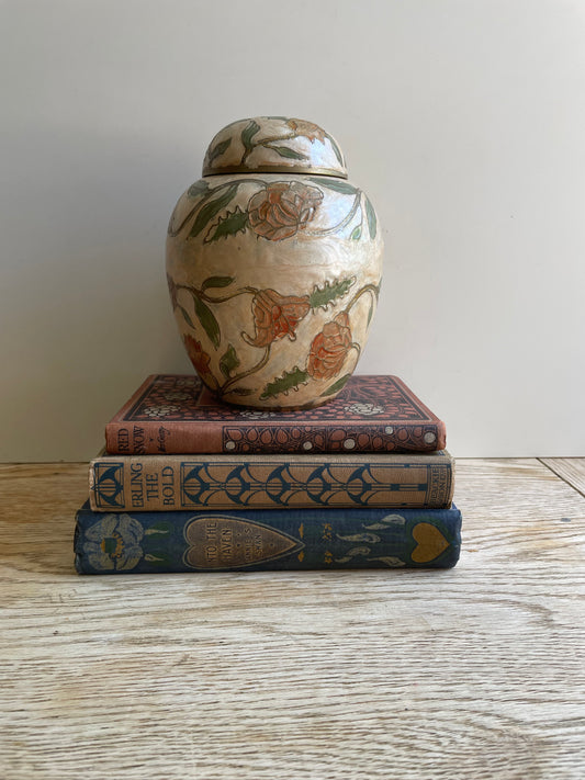 Cloisonne Decorated Brass Urn Vase Vintage Rose Pattern