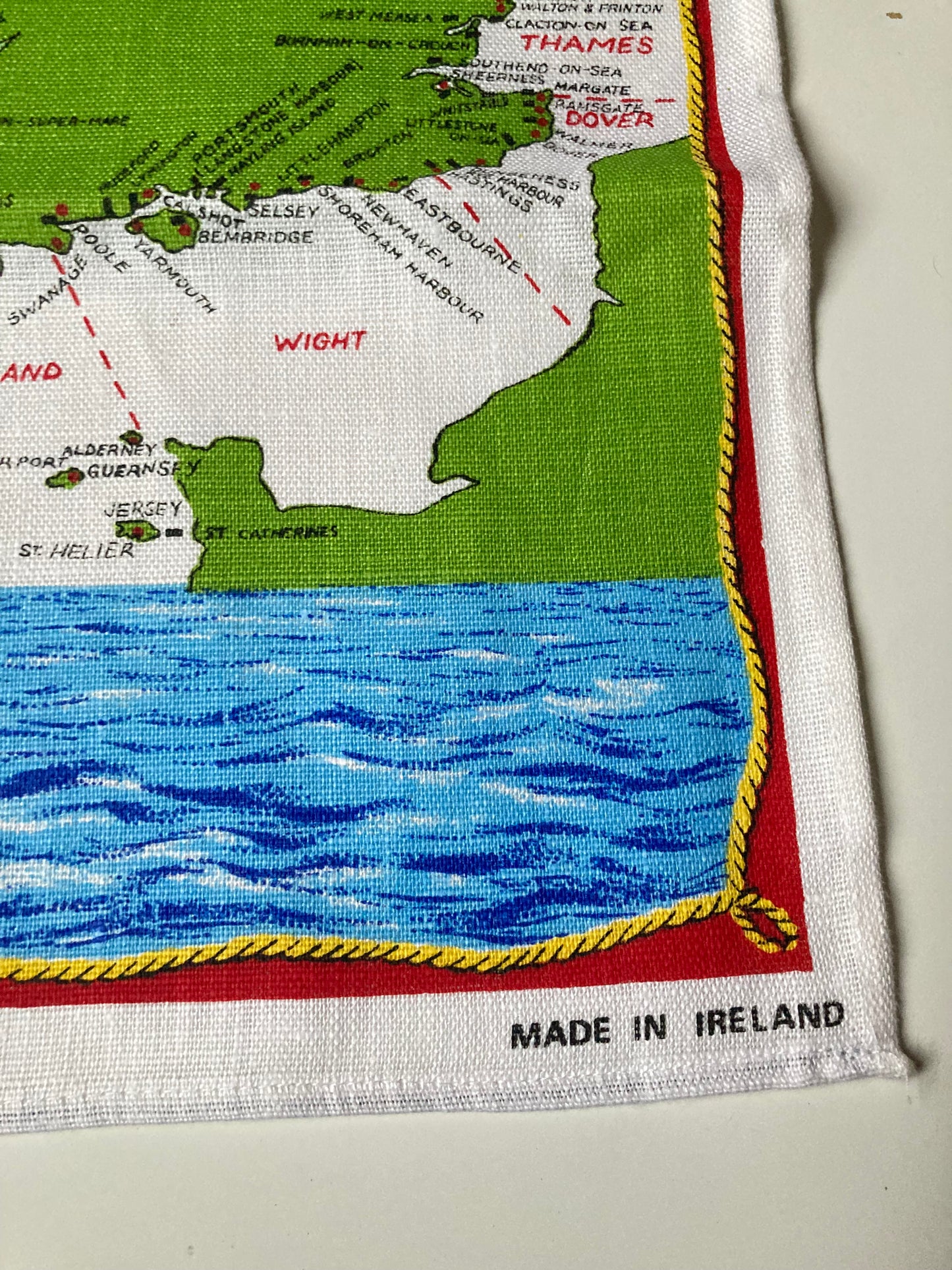 Vintage RNLI Lifeboat Chart Of Great Britain & Ireland Linen Tea Towel