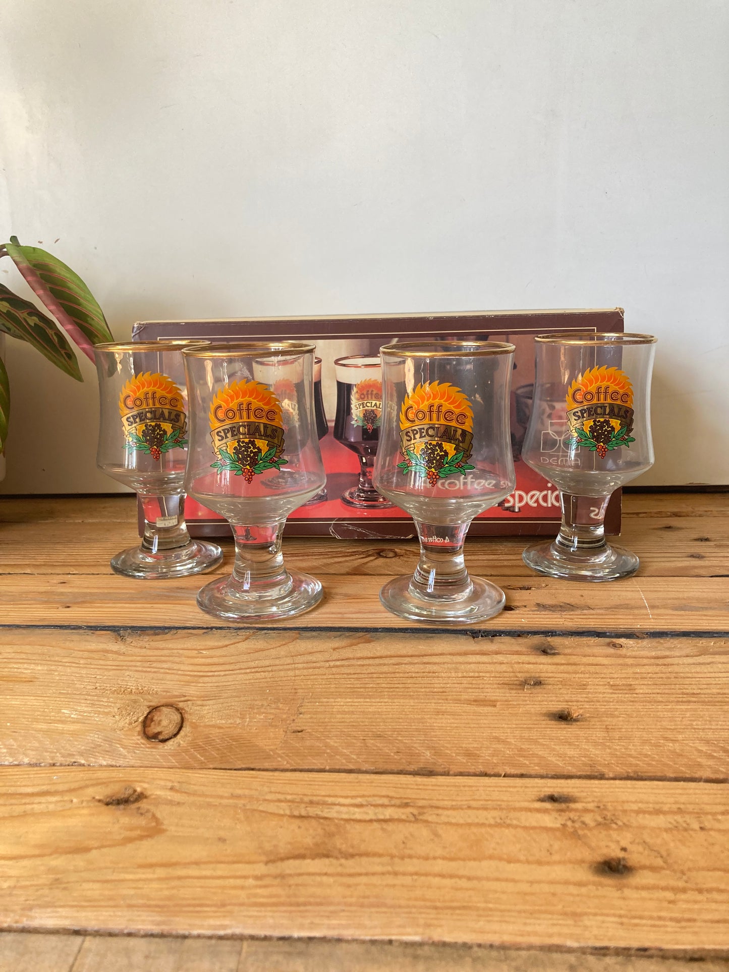 Vintage Dema Irish Coffee Glasses Set of 4 Boxed Made in England Coffee Special