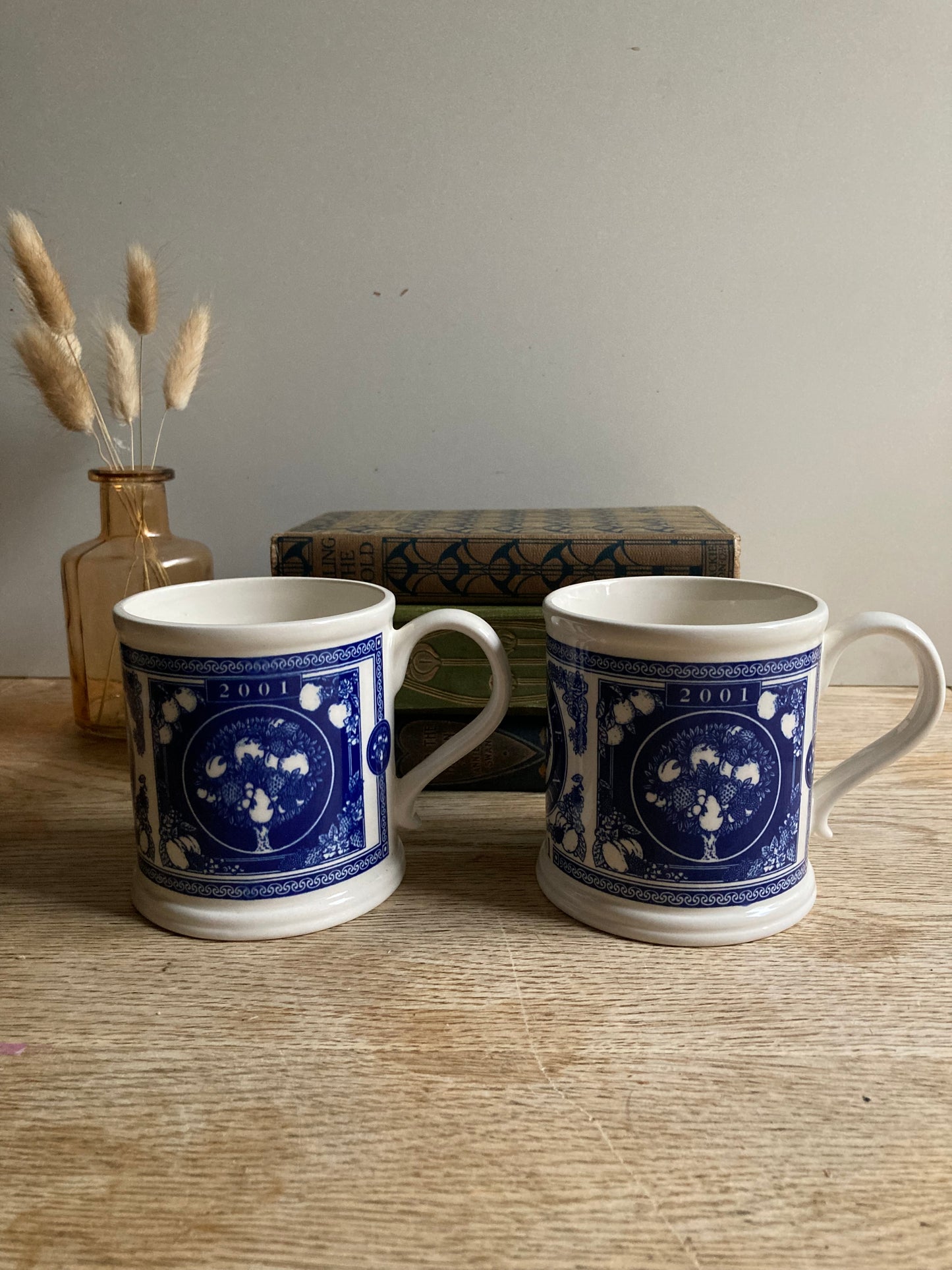 Masons Crabtree & Evelyn Ironstone 2001 Mug Pair Blue and White