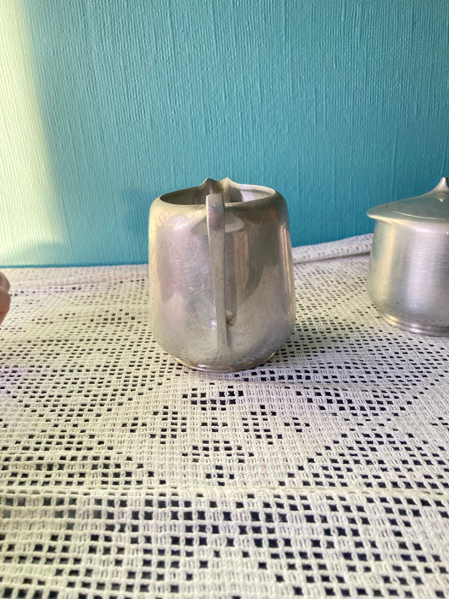 Classic 1950’s Piquot Ware Tea Set Creamer & Covered Sugar