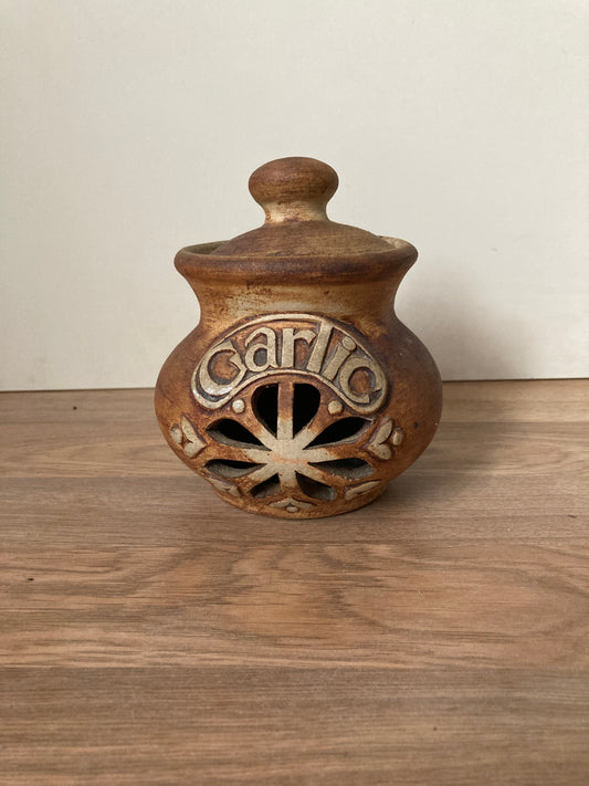 Stoneware Garlic Pot by Quantock Pottery Rustic Kitchen