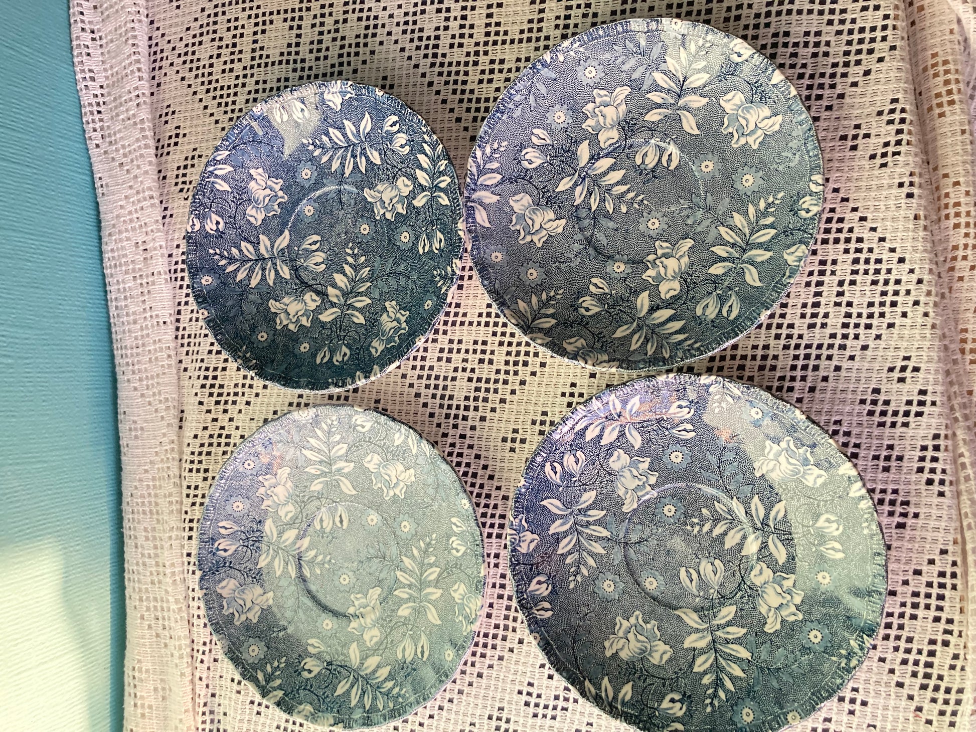 Royal Tudor Velvet Vintage Saucers Set of 4 - Bloom & Heirloom Vintage Decor