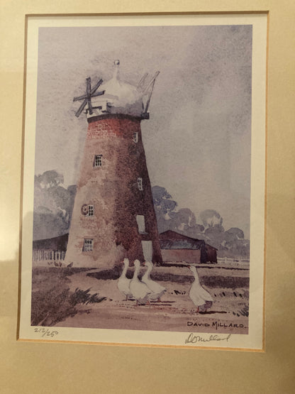 Limited Edition David Millard Signed Framed Windmill Print