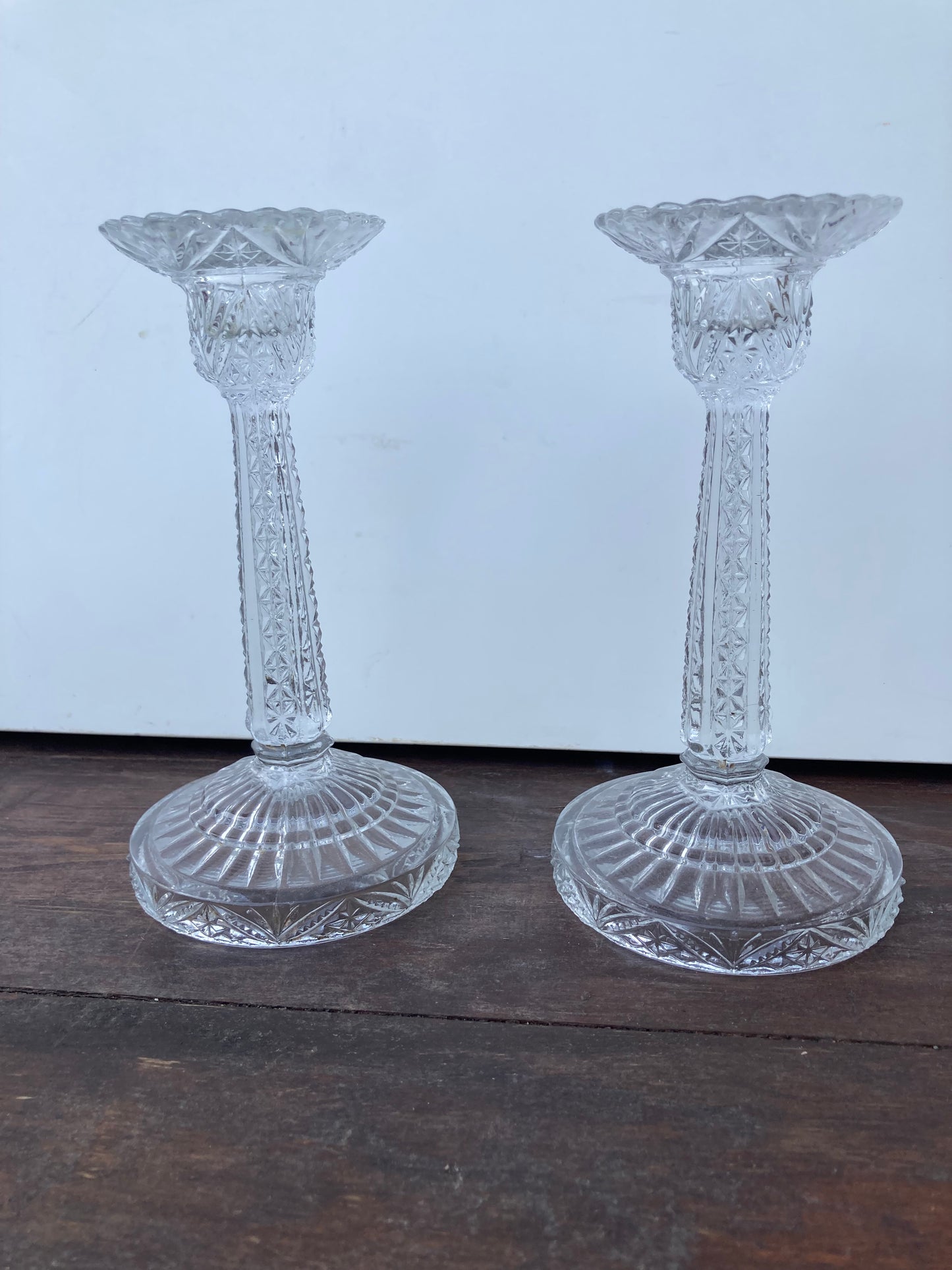 Elegant Vintage Bayel Louis XV Candlestick Clear Pressed Glass
