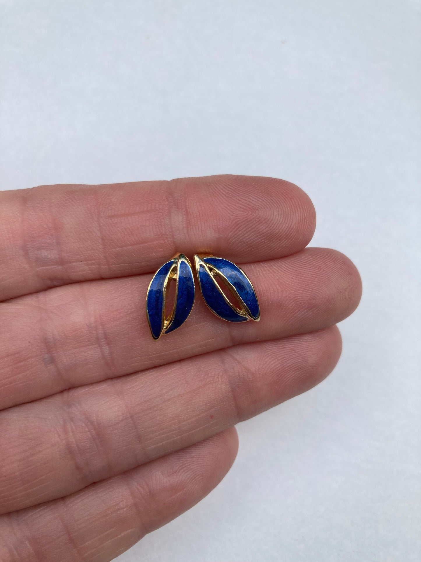 Gold and Blue Split Petal Earrings