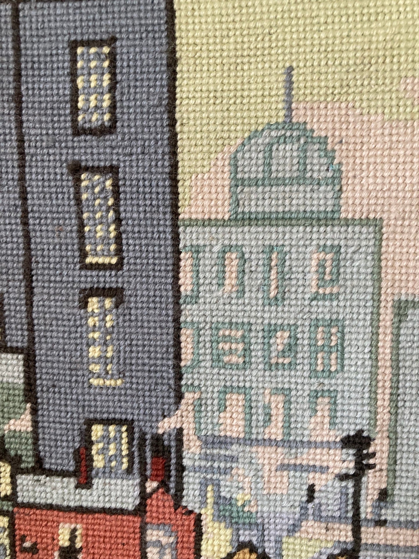 Lowry Style Coming From The Mill Framed Cross Stitch Textile Art