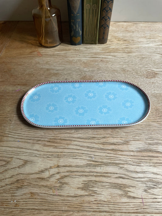 Pip Studio Floral Early Bird Tray Blue Ceramic Trinket Dish
