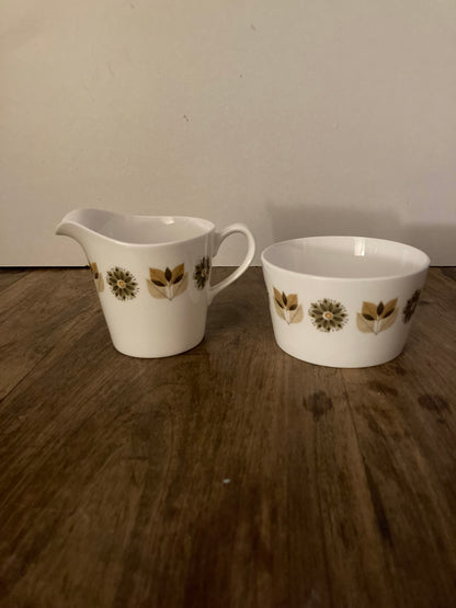 Retro Colclough Brown Floral Tea Set For 4 Ridgeway Pottery