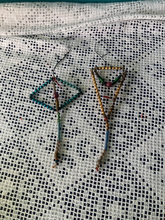 Vintage Christmas Tree Decoration Antique Gablonz Beaded Tubes Bauble x 2