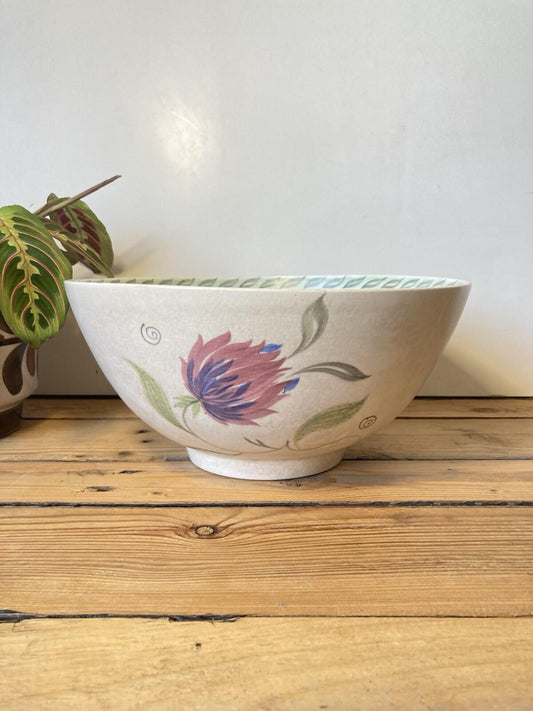 E Radford Pottery Bowl Hand Painted Floral Vintage Ceramic Dish