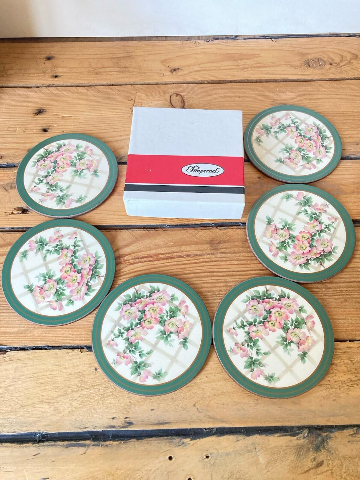 Pimpernel Floral Coasters Set Boxed Vintage Drinks Coasters Romantic Rose