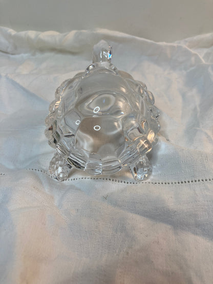 Crystal Turtle Tortoise Sculpture Figurine Vintage Cristal Arques France