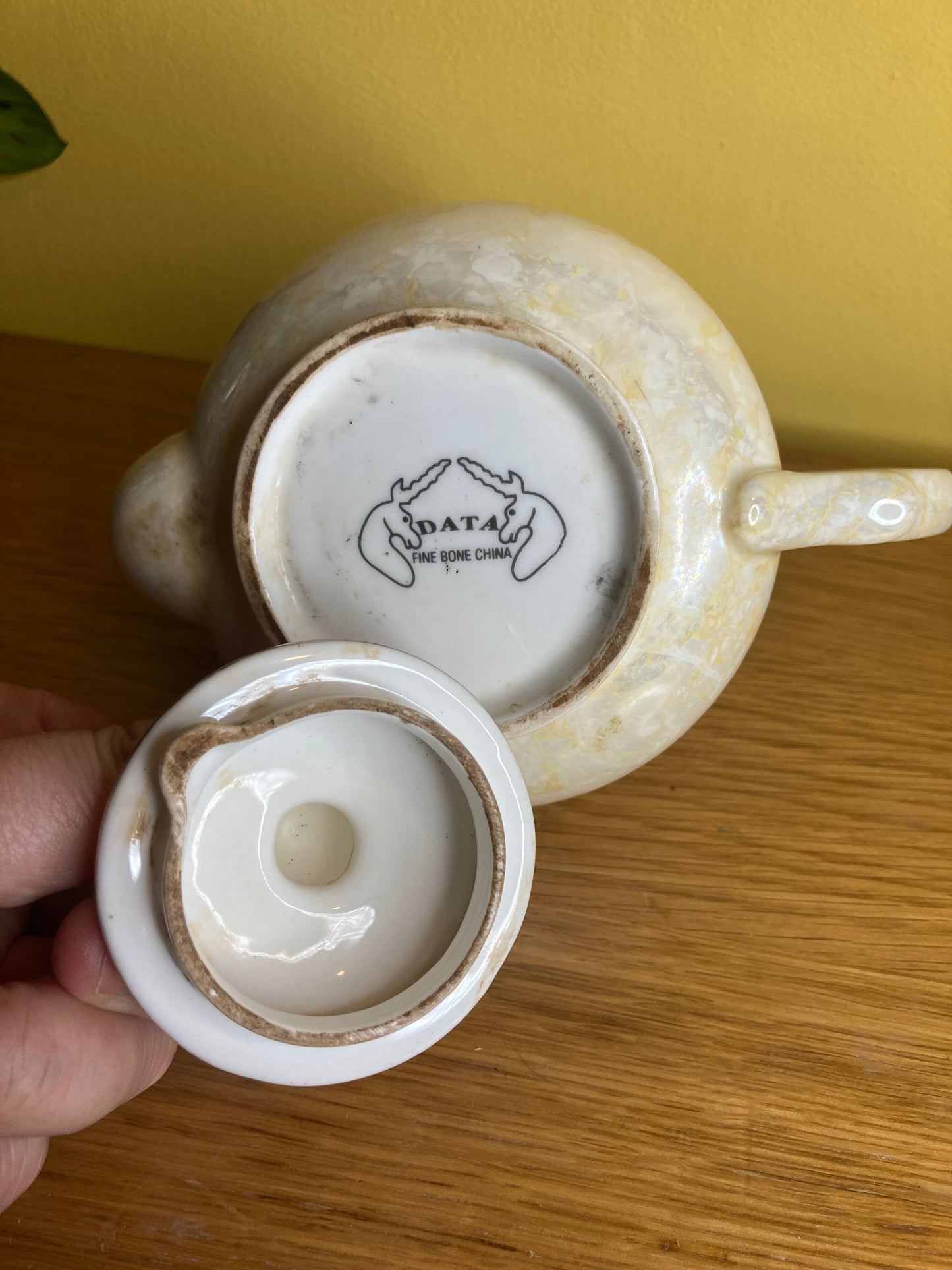 Vintage Pearlescent Teapot Tea for 1 Fine Bone China