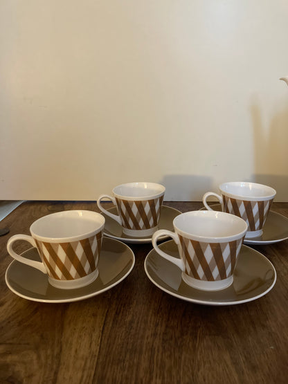 Royal Tuscan Retro Counterpoint Pattern Coffee Pot Cups Saucers and Milk Jug