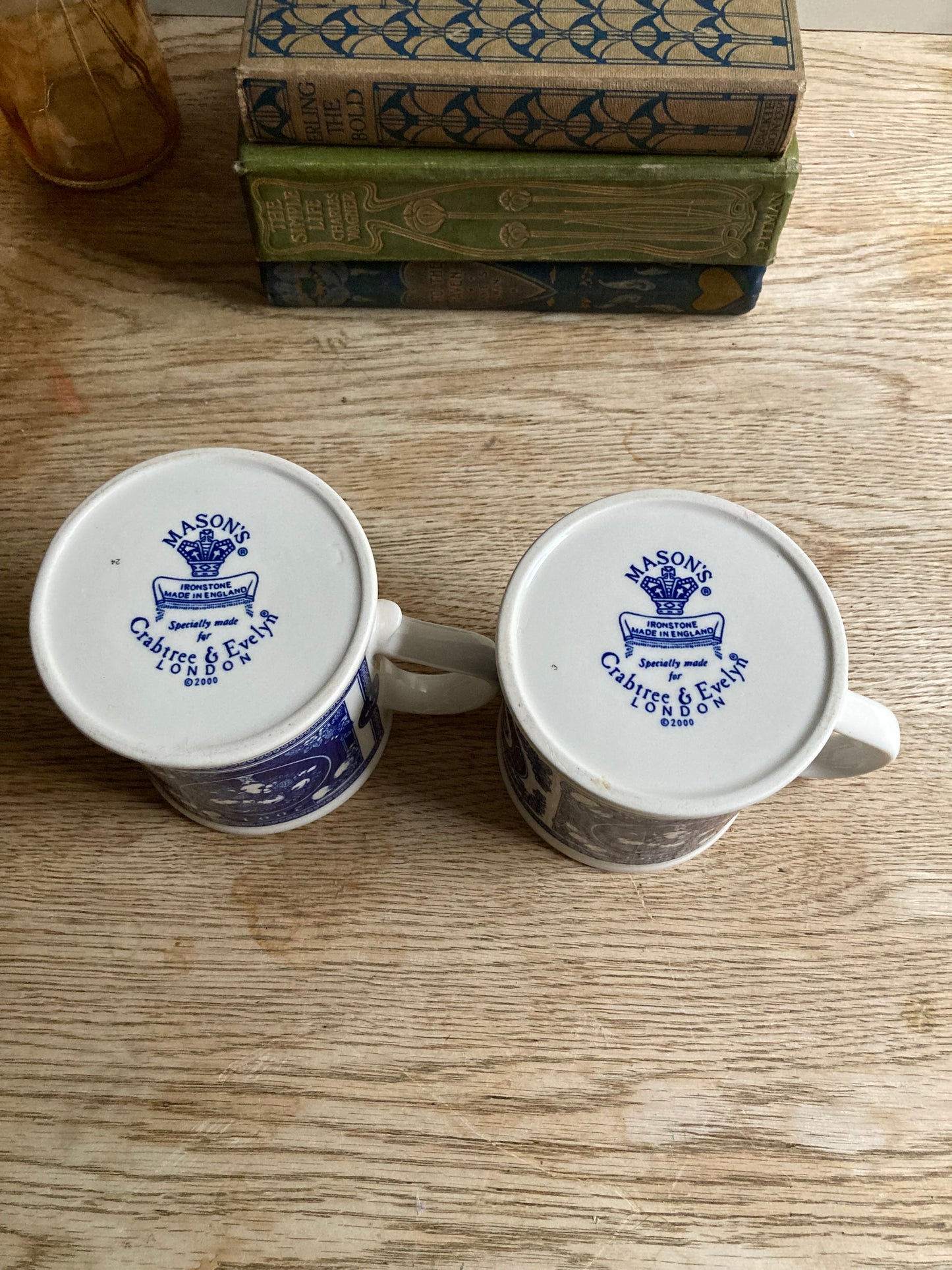 Masons Crabtree & Evelyn Ironstone 2001 Mug Pair Blue and White