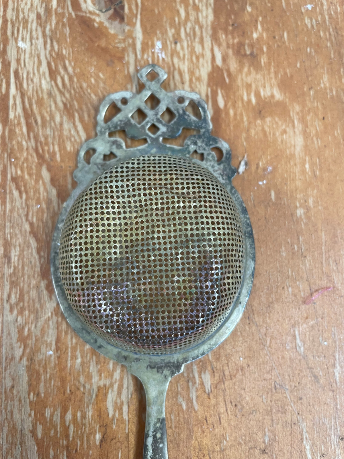 Ornate Patinated Tea Strainer
