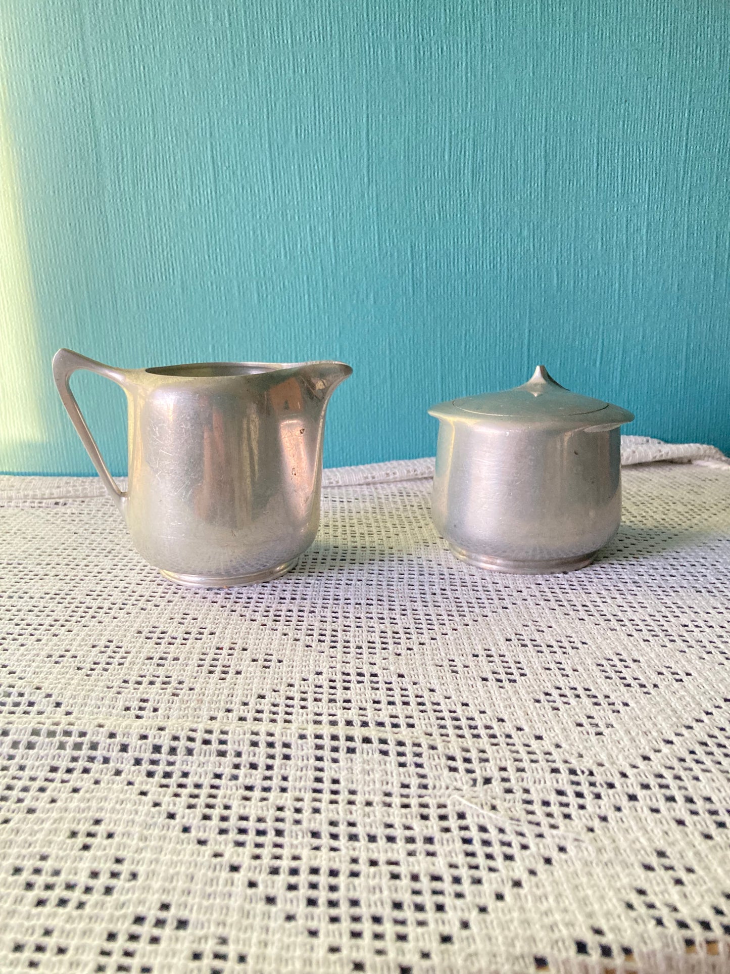 Classic 1950’s Piquot Ware Tea Set Creamer & Covered Sugar