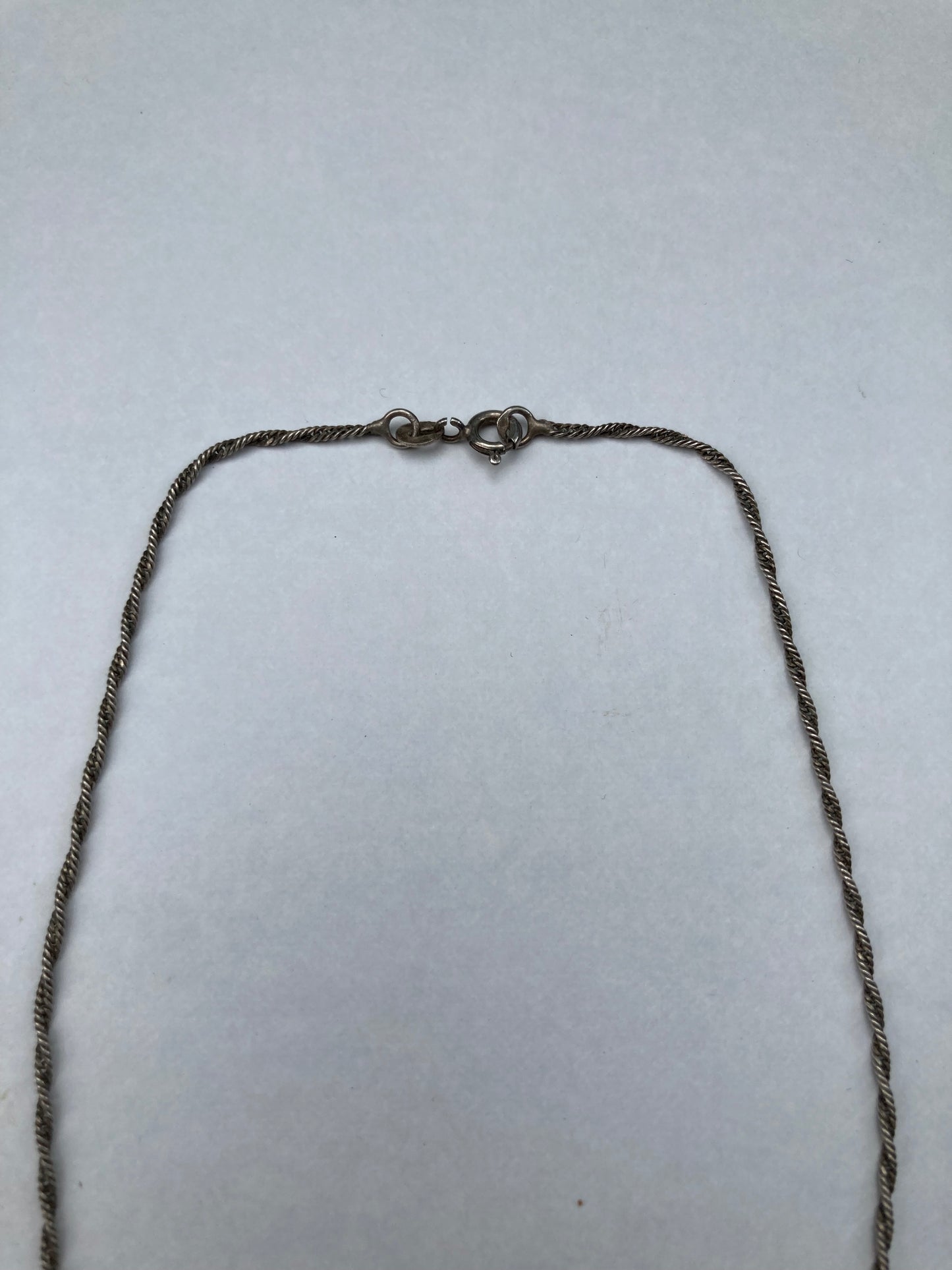 Silver Lotus Flower Pendant Twisted Necklace Vintage