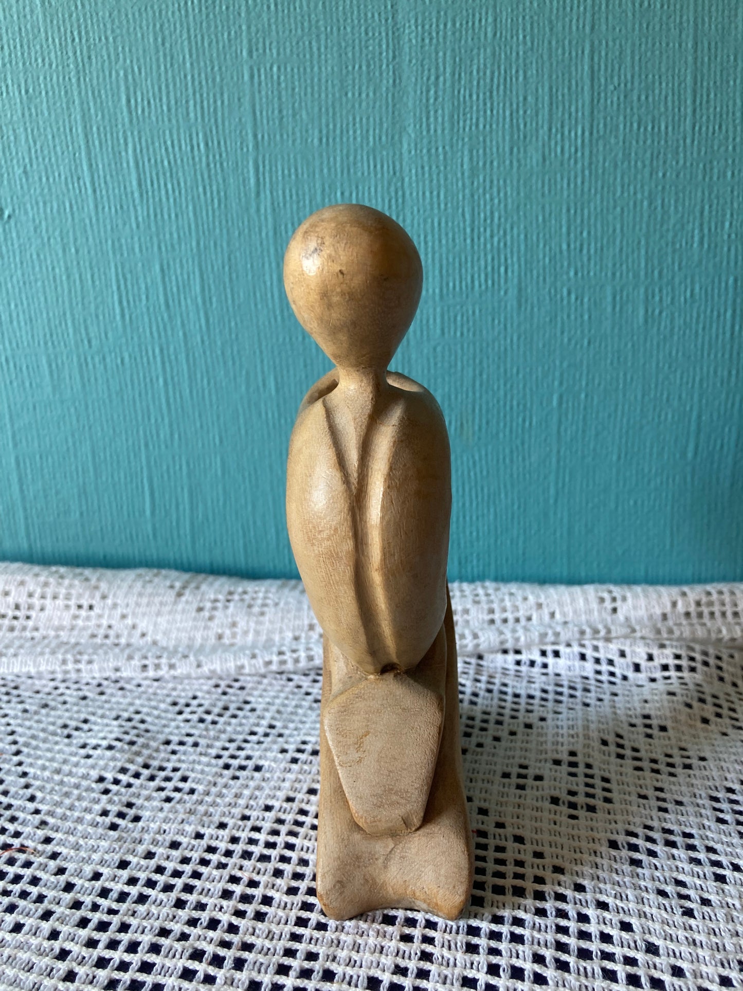 Wooden Carved Couple Sculpture Love Anniversary Wedding Gift