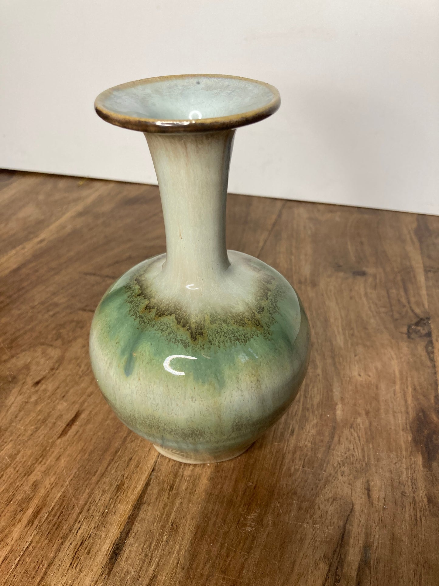 Pear Tree Pottery Bud Vase By Roy Newman Drip Glazed