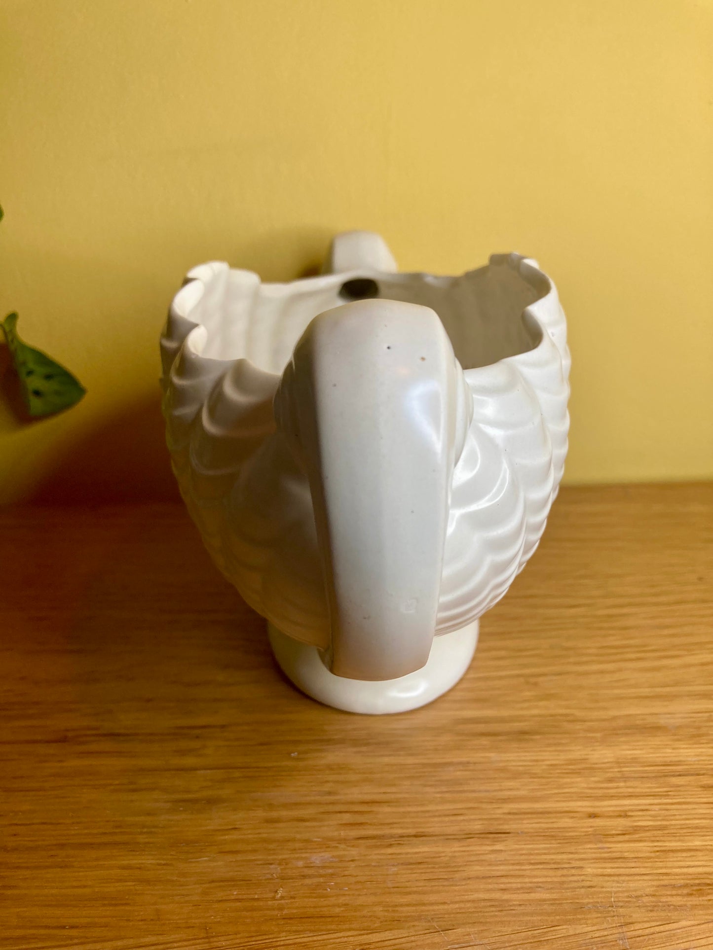 Vintage Mid Century White Ceramic Shell Style Mantle Vase