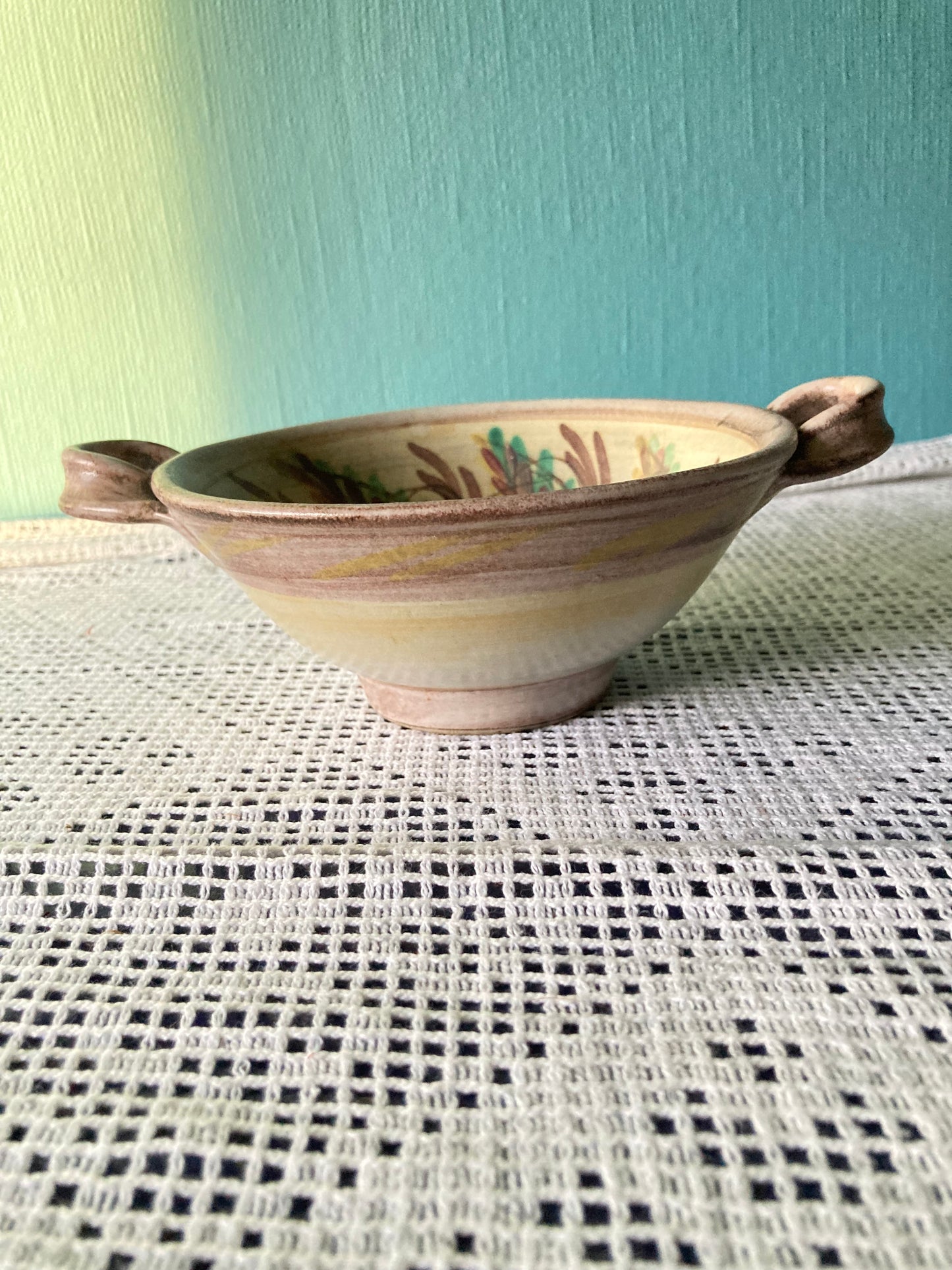 Glyn Colledge Denby Bourne Double Handled Bowl Dish | Glyn Ware Leaves