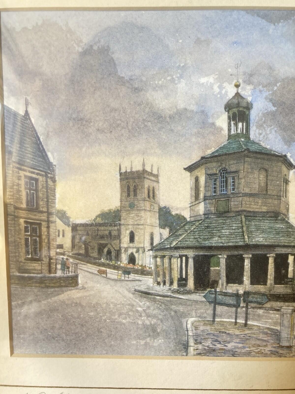 Barnard Castle Market Place Watercolour Print By J.R. Taylor Signed Framed