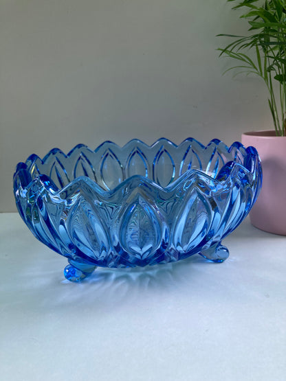 Orion Bowl by Lausitzer Glaswerke in Blue - Vintage West German Glassware