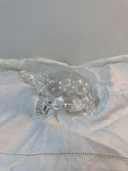 Crystal Turtle Tortoise Sculpture Figurine Vintage Cristal Arques France