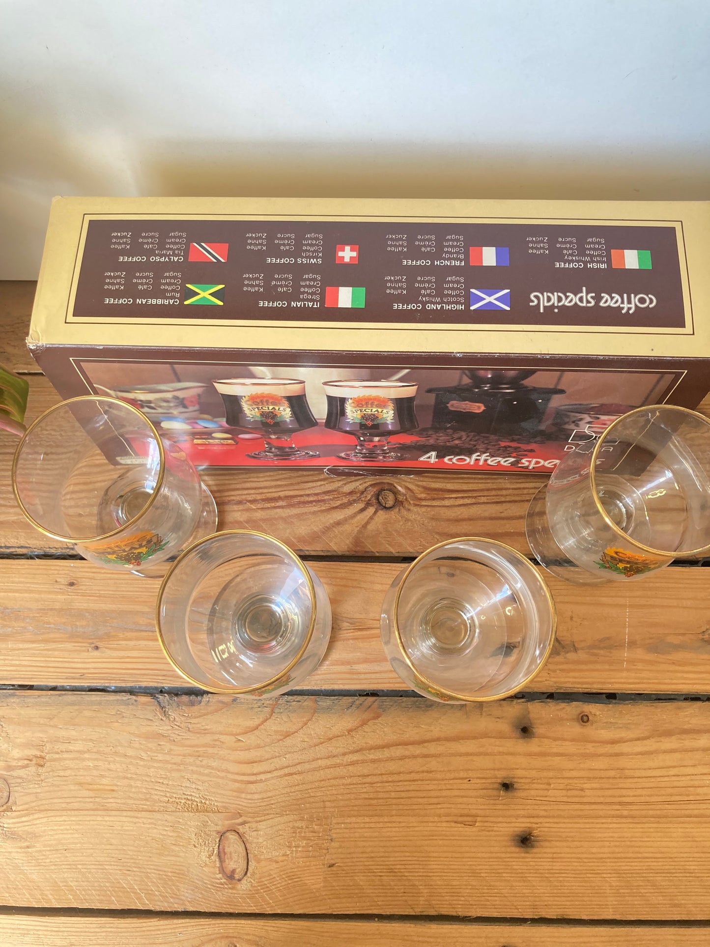 Vintage Dema Irish Coffee Glasses Set of 4 Boxed Made in England Coffee Special