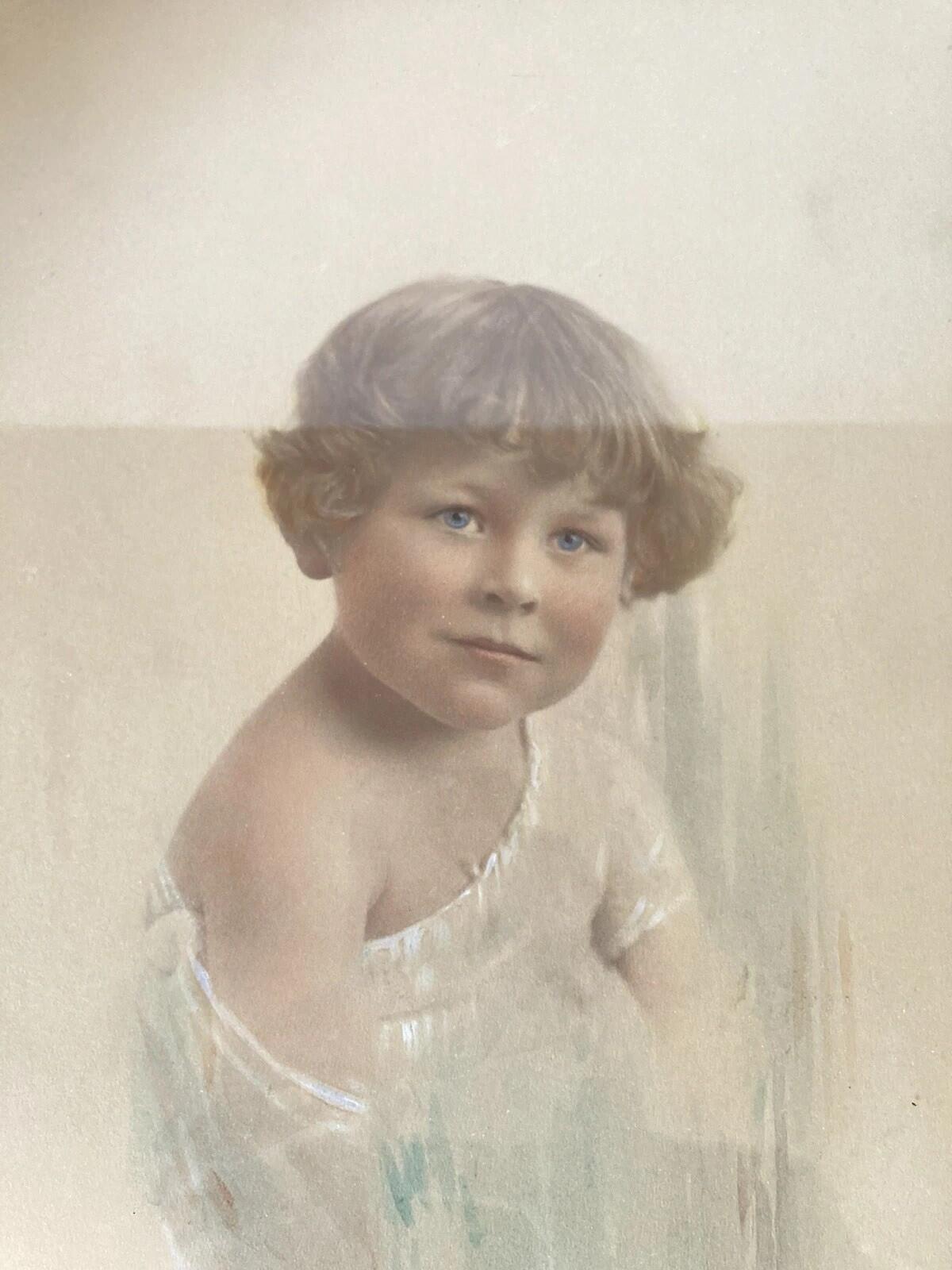 Vintage Child Portrait Print Framed Pastel Style Picture Wall Art