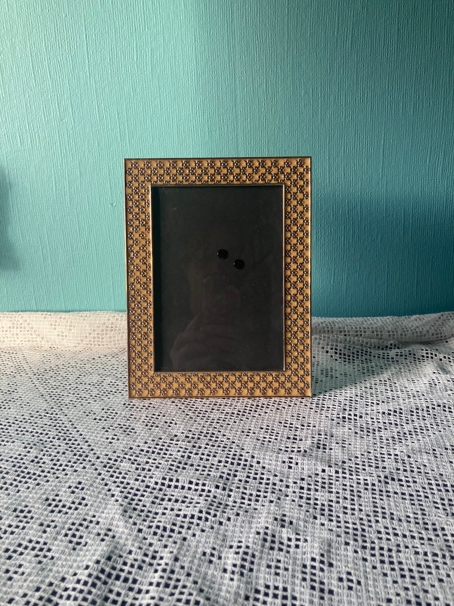Yellow Enamel Golden Floral Photo Frame 7x5" Freestanding Gift