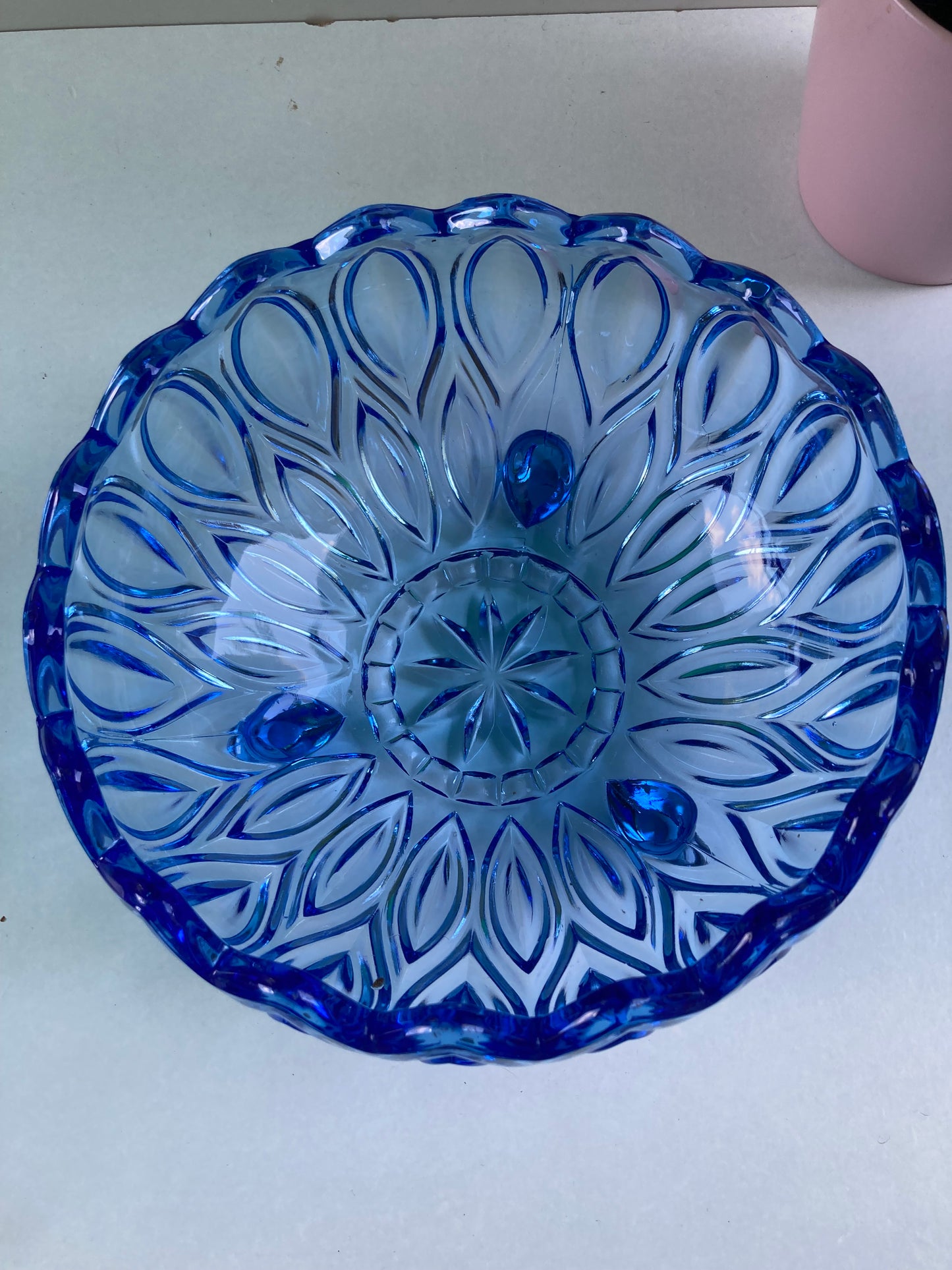 Orion Bowl by Lausitzer Glaswerke in Blue - Vintage West German Glassware