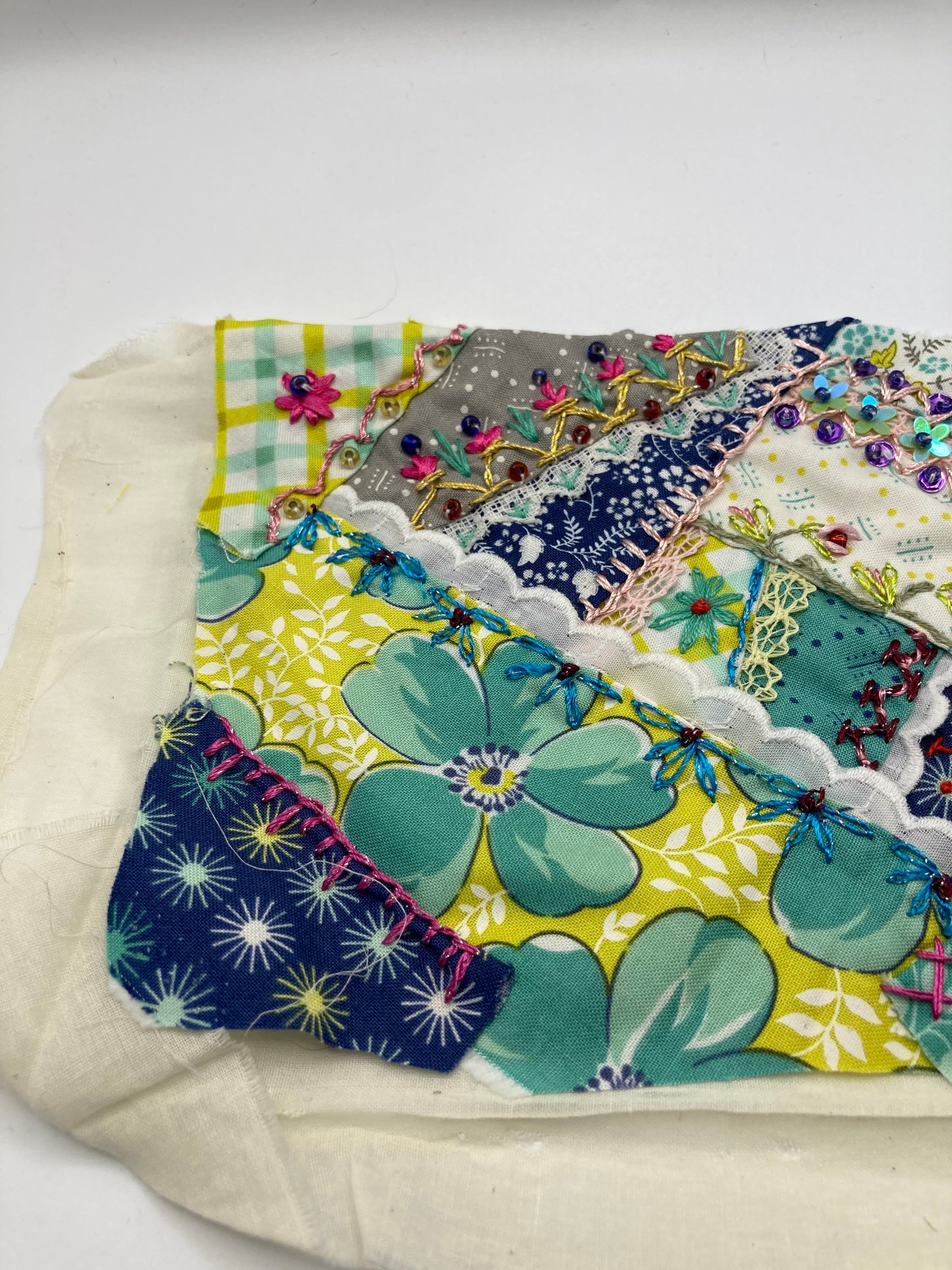 Vibrant pattern beaded mixed media piece - Bloom & Heirloom Vintage Decor