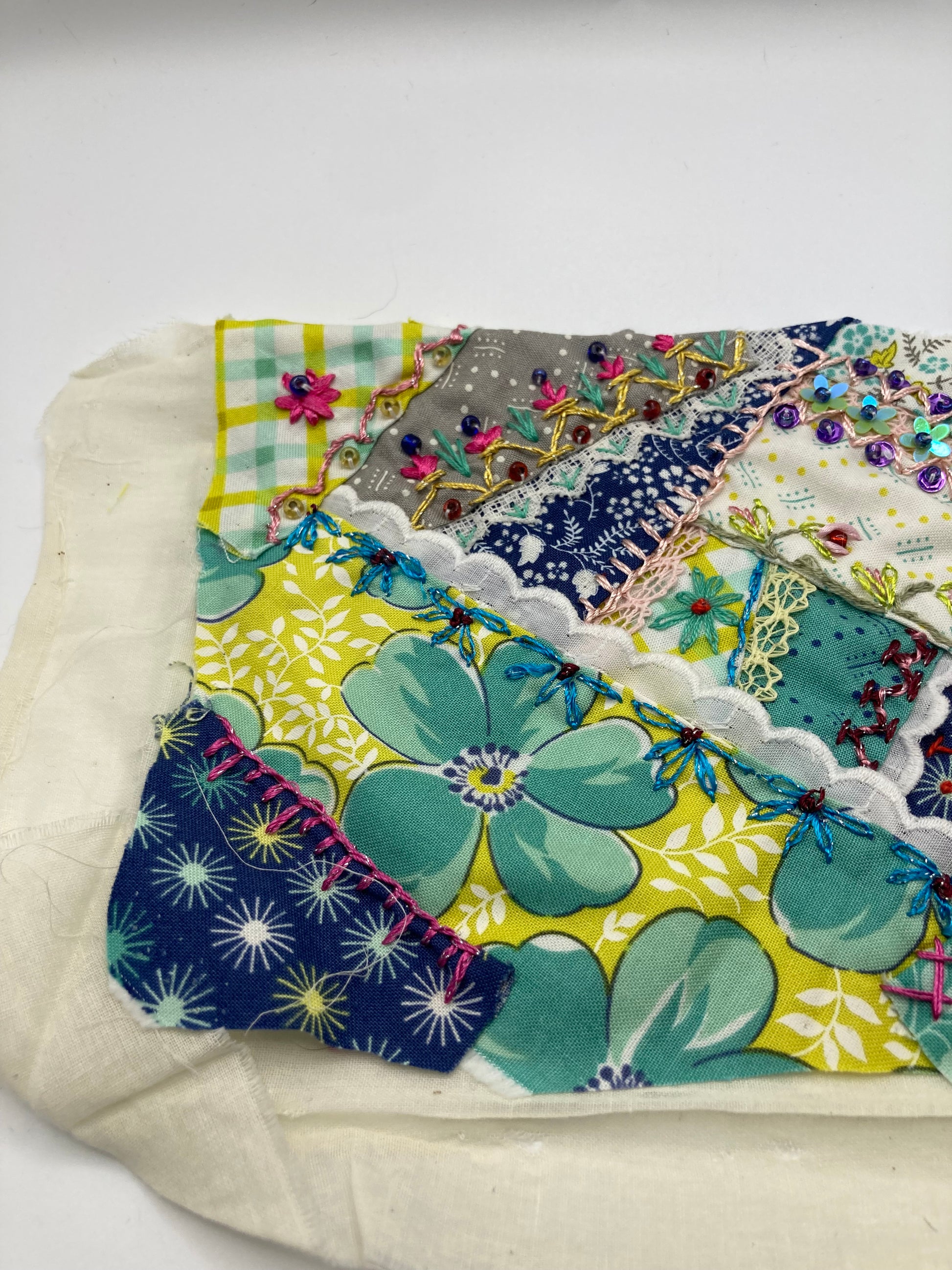 Vibrant pattern beaded mixed media piece - Bloom & Heirloom Vintage Decor