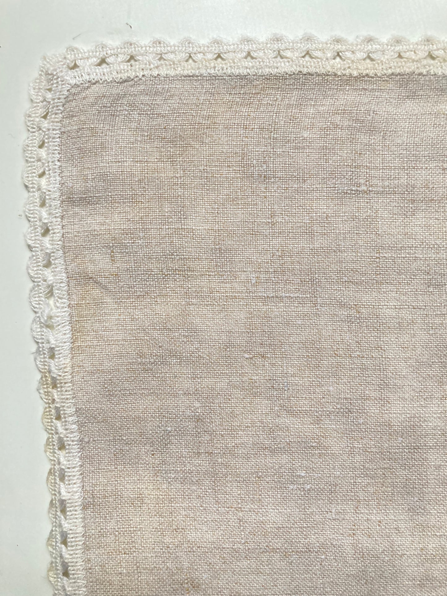 Vintage Linen Sofa and Chair x 2 Back Cover Lace Edged Leaf Detail